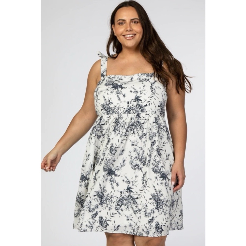 Stitchfix Gilli Ivory Floral Shoulder Tie Dress Womens Size S